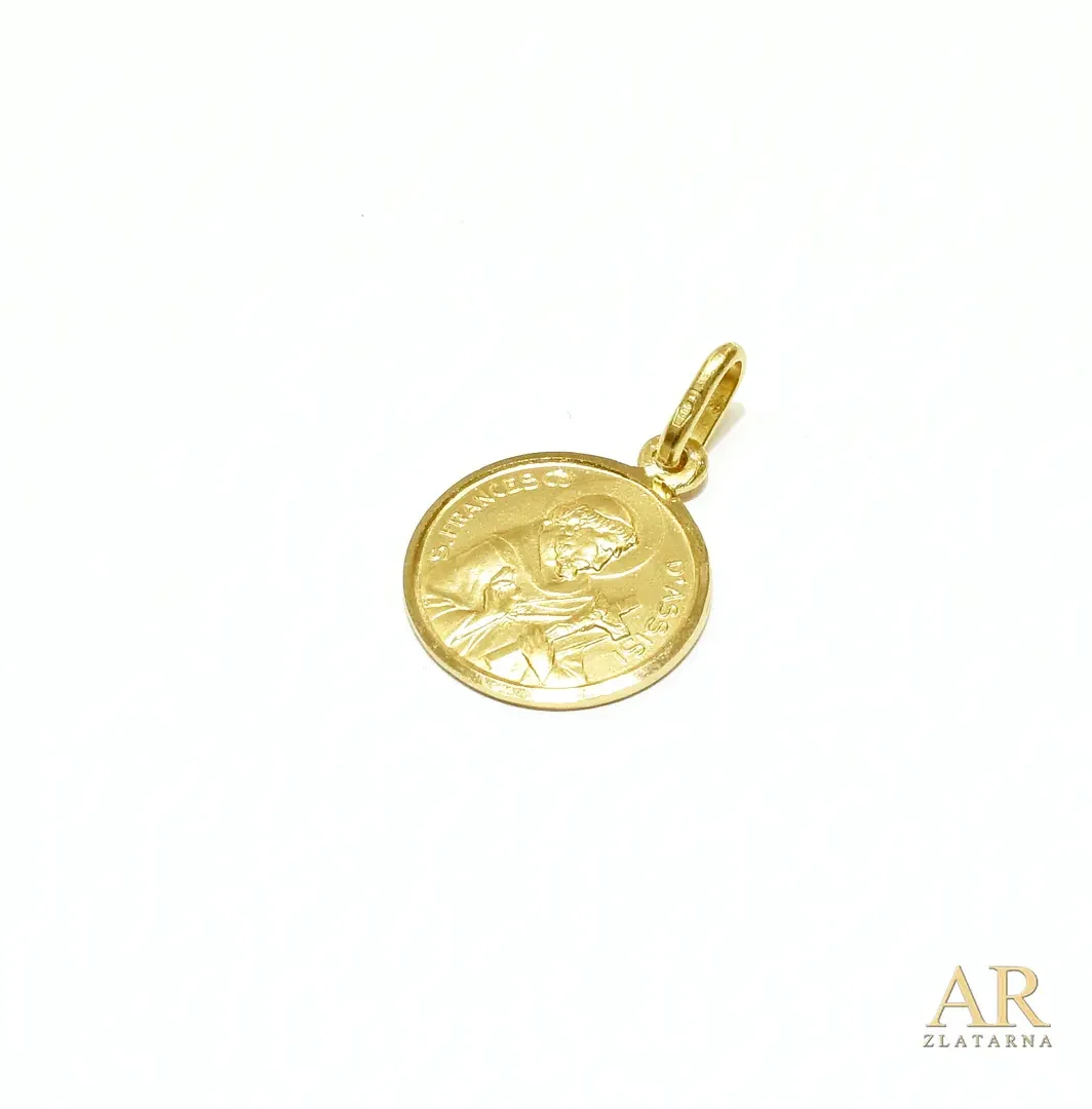 Zlatni privjesak Sveti Frane 15mm