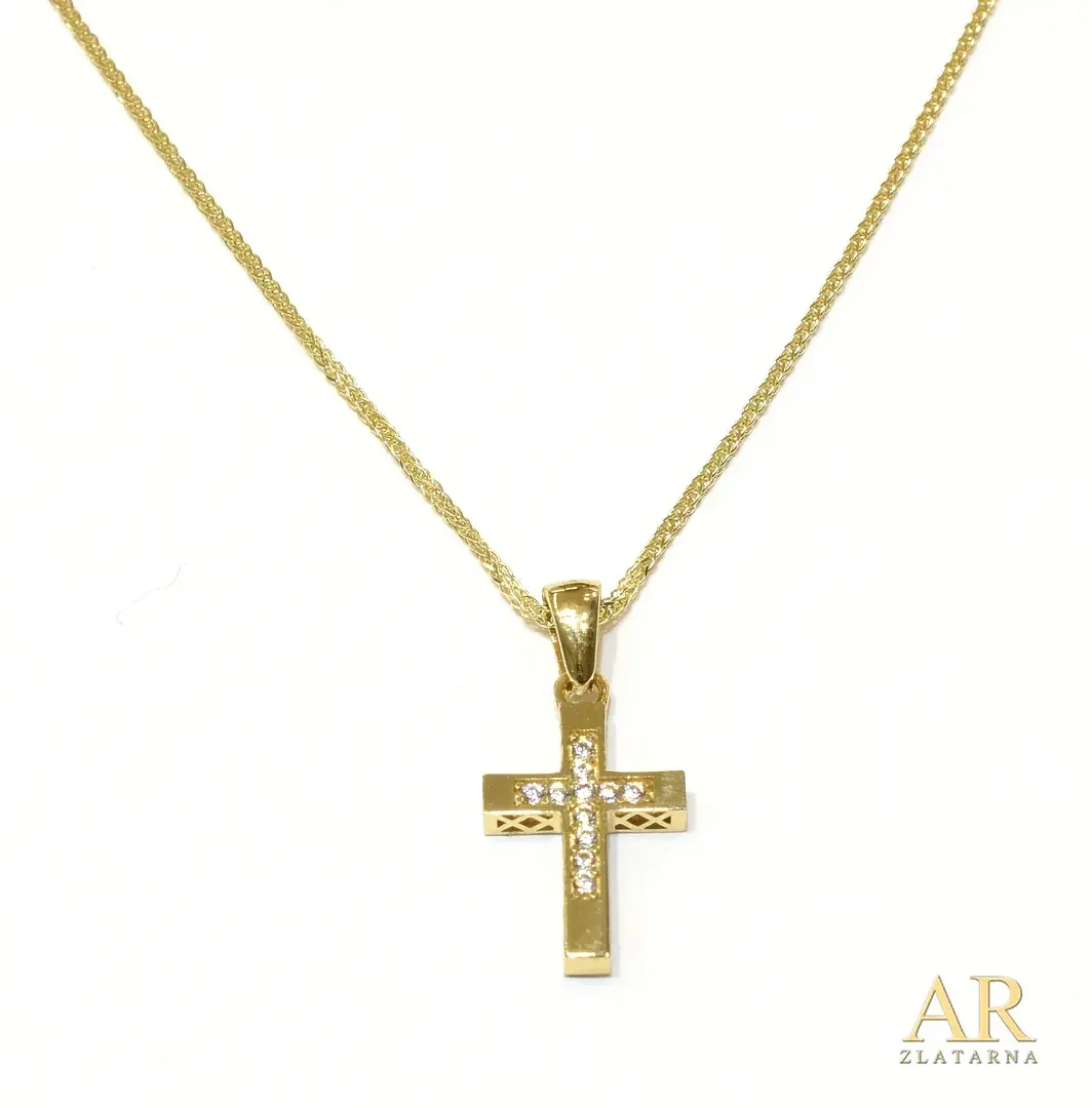 Zlatna ogrlica Križ privjesak s cirkonima 45cm Model 4