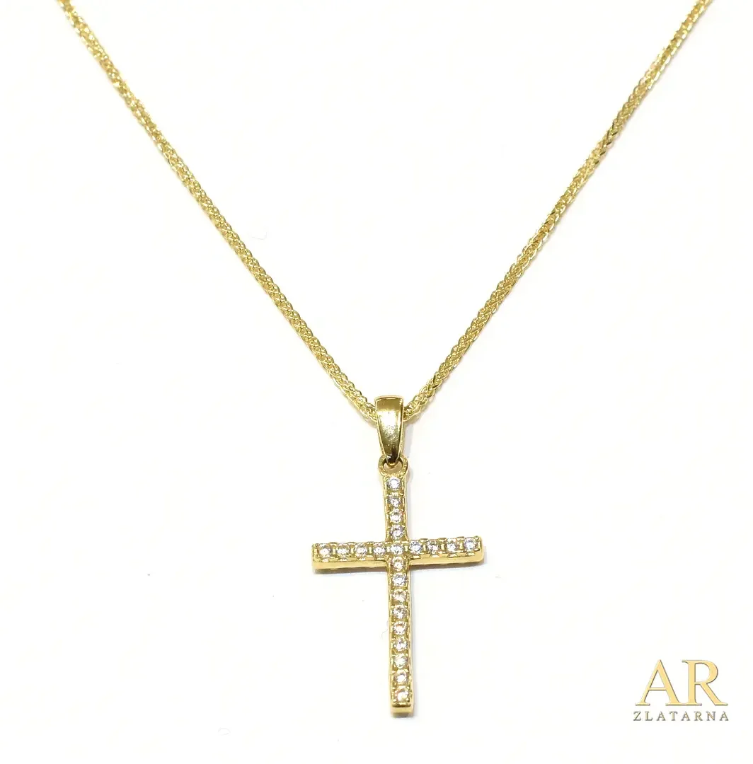 Zlatna ogrlica Križ privjesak s cirkonima 45cm Model 5