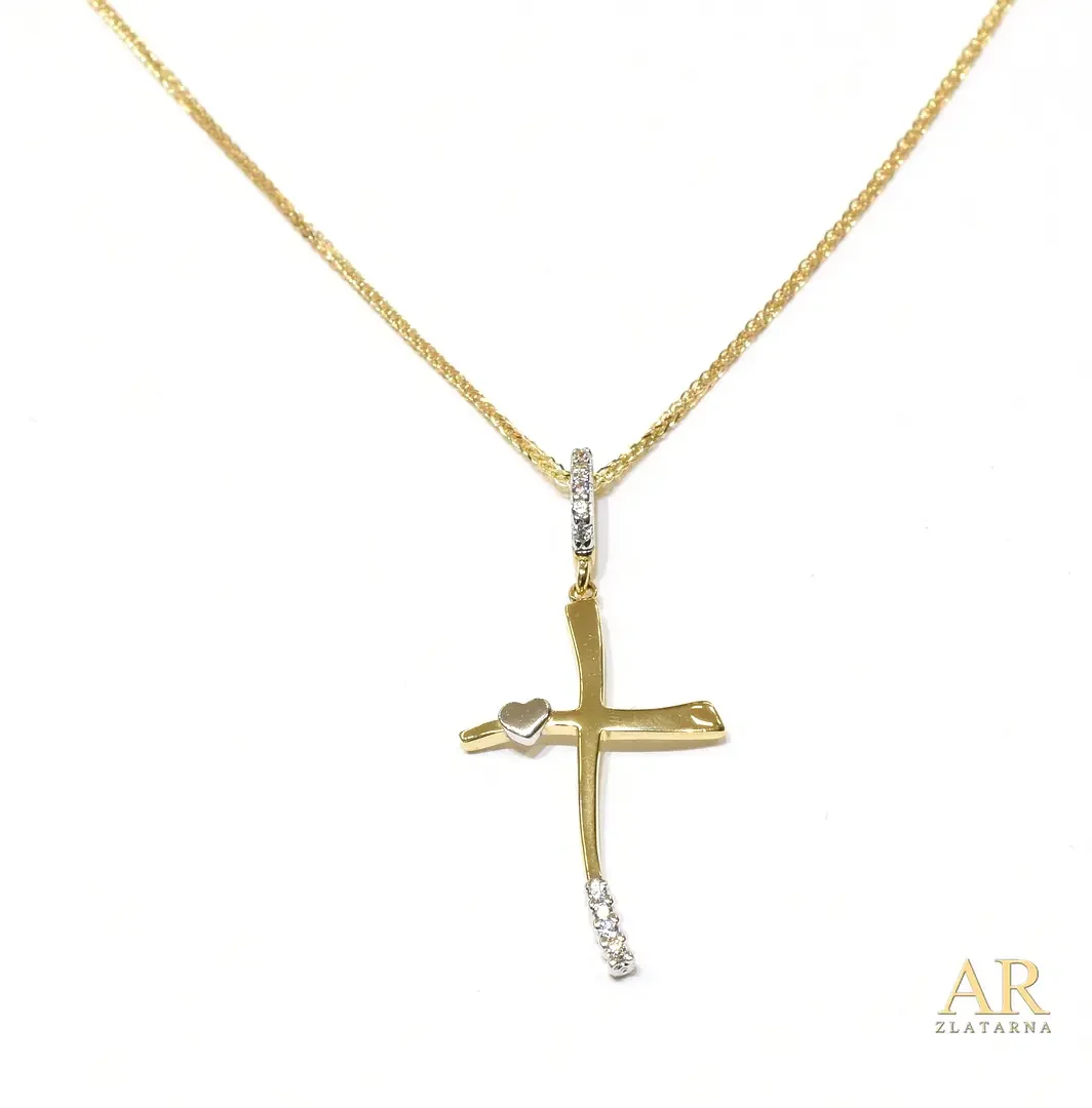 Zlatna ogrlica Križ privjesak s cirkonima 45cm Model 7