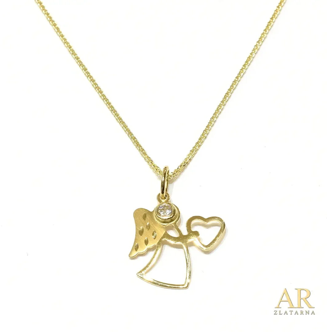 Zlatna ogrlica Anđeo privjesak  s cirkonima 45cm Model 4