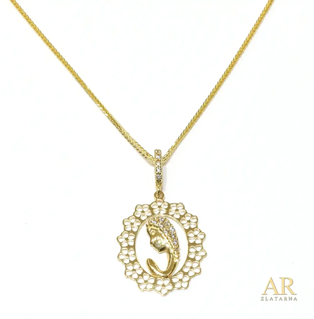 Zlatna ogrlica Gospa privjesak s cirkonima 45cm Model 1