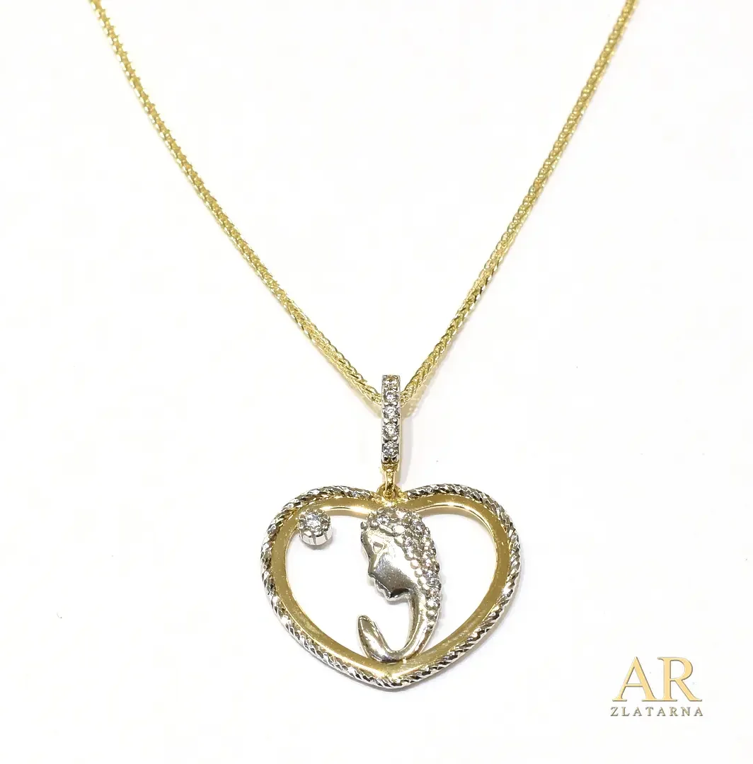 Zlatna ogrlica Gospa privjesak s cirkonima 45cm Model 3