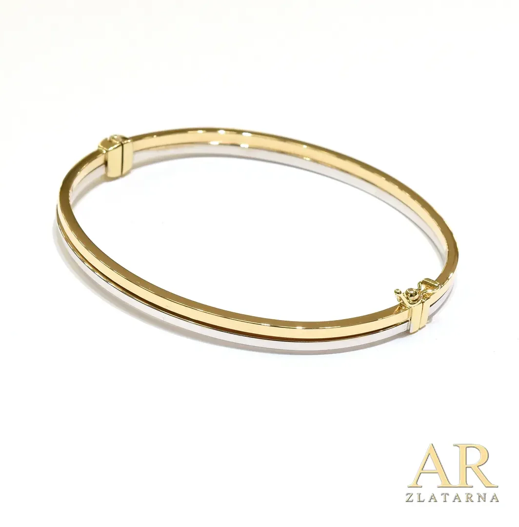 Zlatna narukvica kruta dupla bijelo žuto