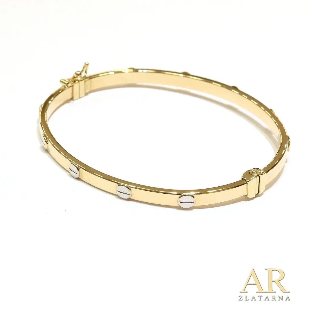 Zlatna narukvica kruta s vijcima Model 1