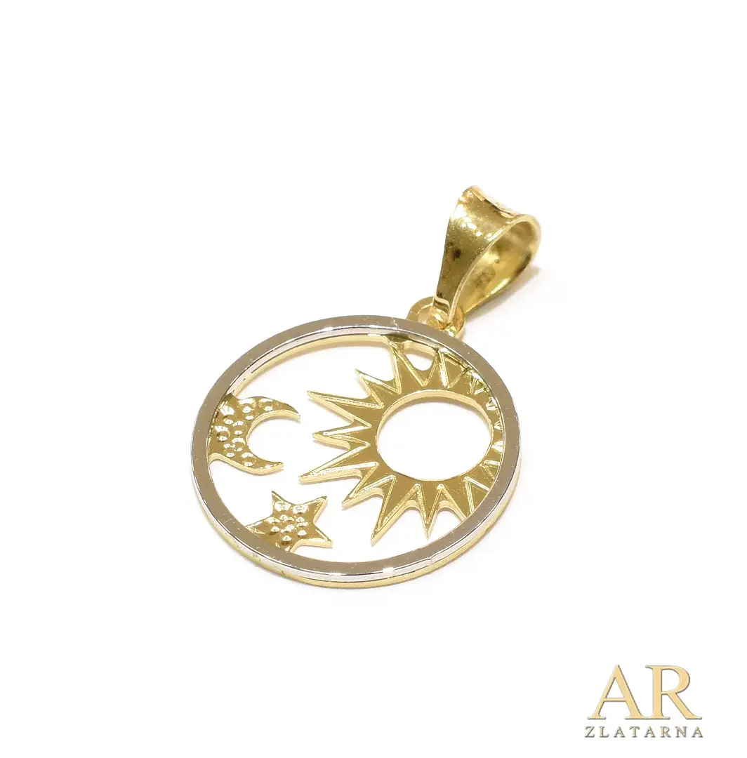 Zlatni privjesak sunce mjesec  i zvijezda