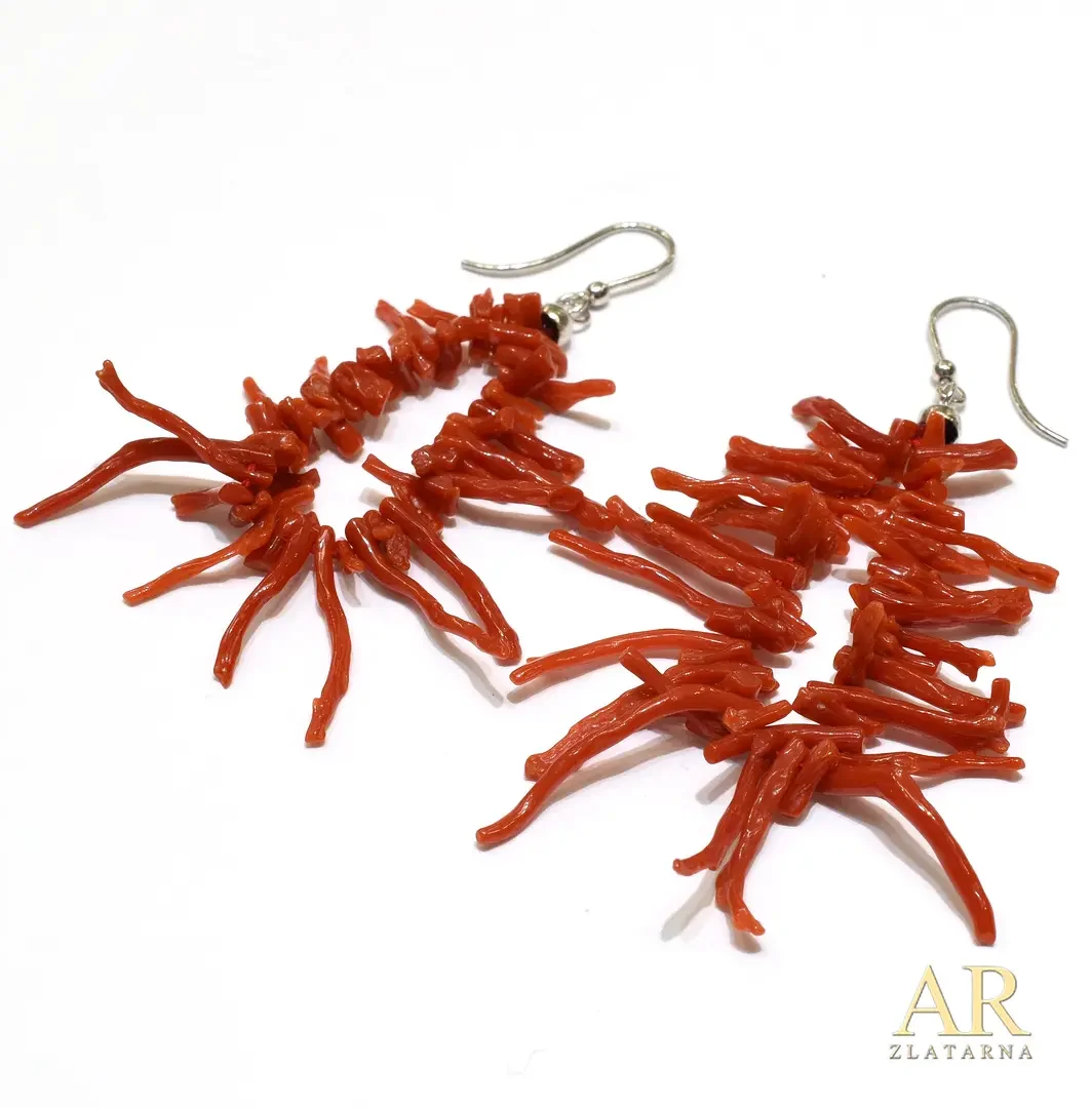 Srebrne viseće naušnice Mediteranski koralji Model 1