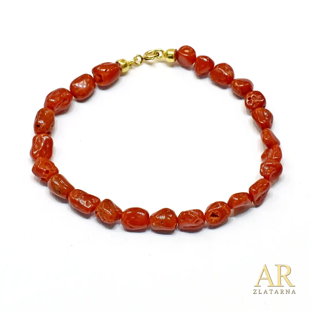 Koraljna narukvica srebrna kopča 18.5cm Model 1