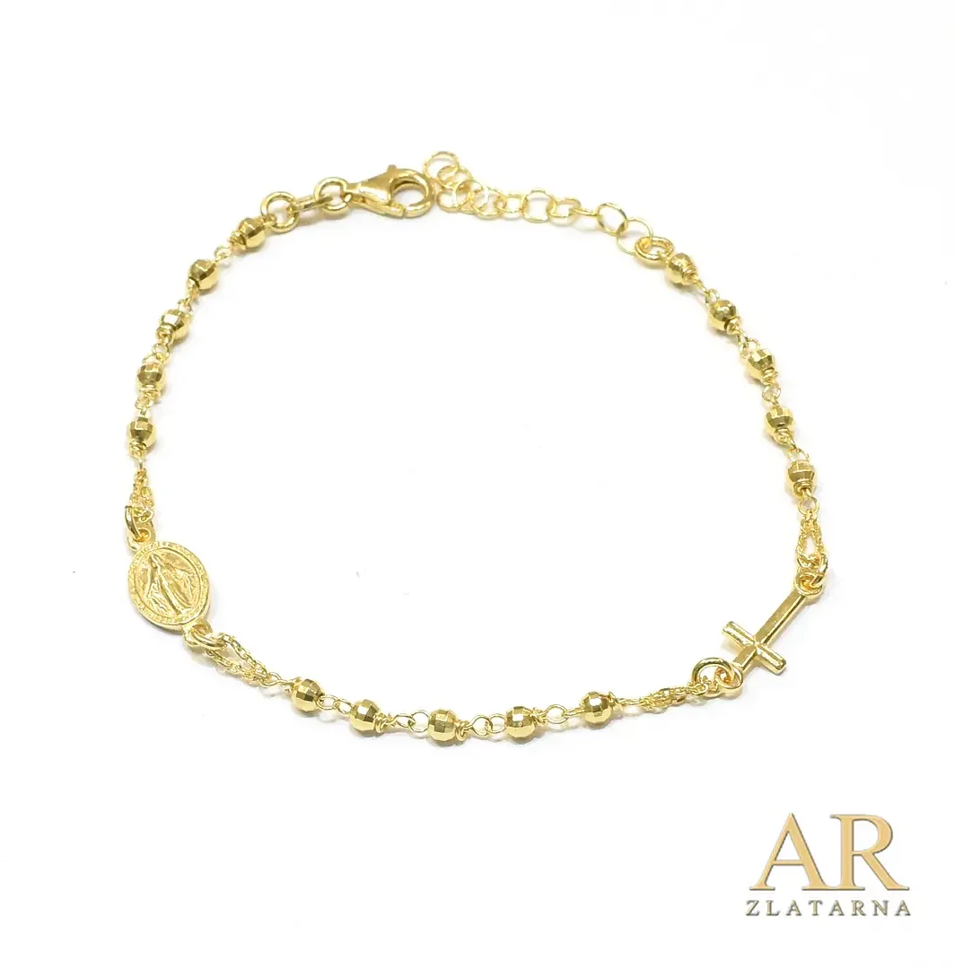 Srebrna  pozlaćena narukvica Krunica 18cm Model 1