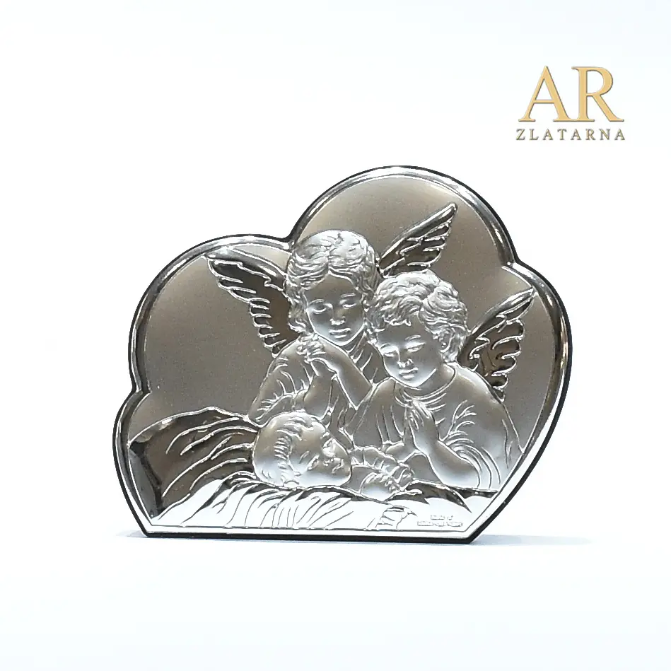 Srebrna slika Anđeli čuvari  9x11cm