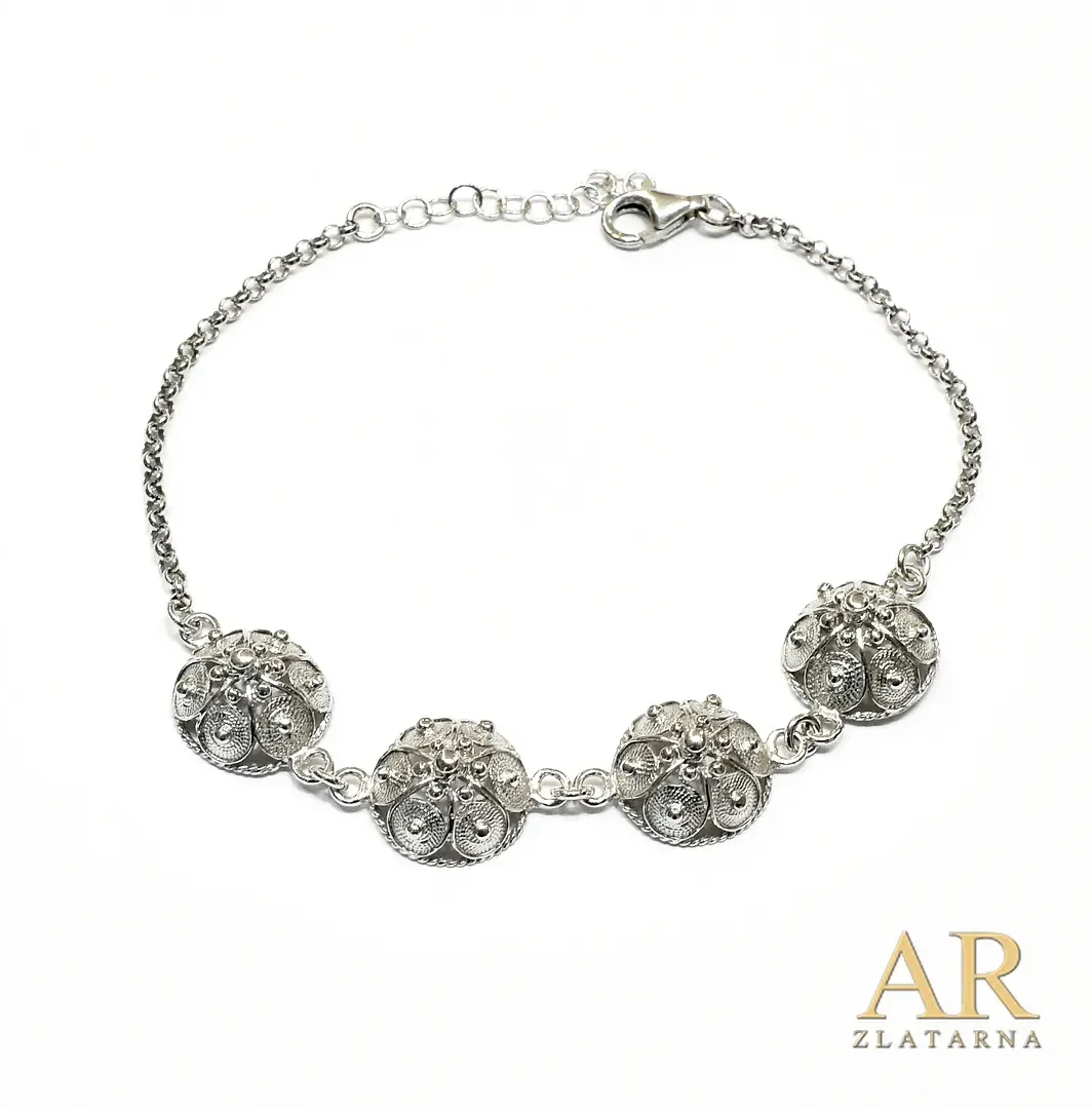 Srebrna narukvica Četiri  šibenska botuna 19cm 
