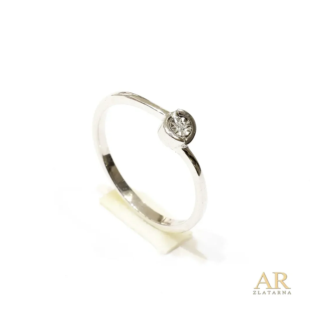 Zlatni zaručnički prsten s 0.008ct dijamantom bijelo zlato
