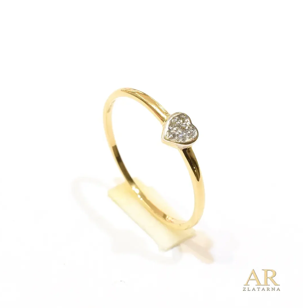 Zlatni prsten Srce s 0.03ct dijamantima