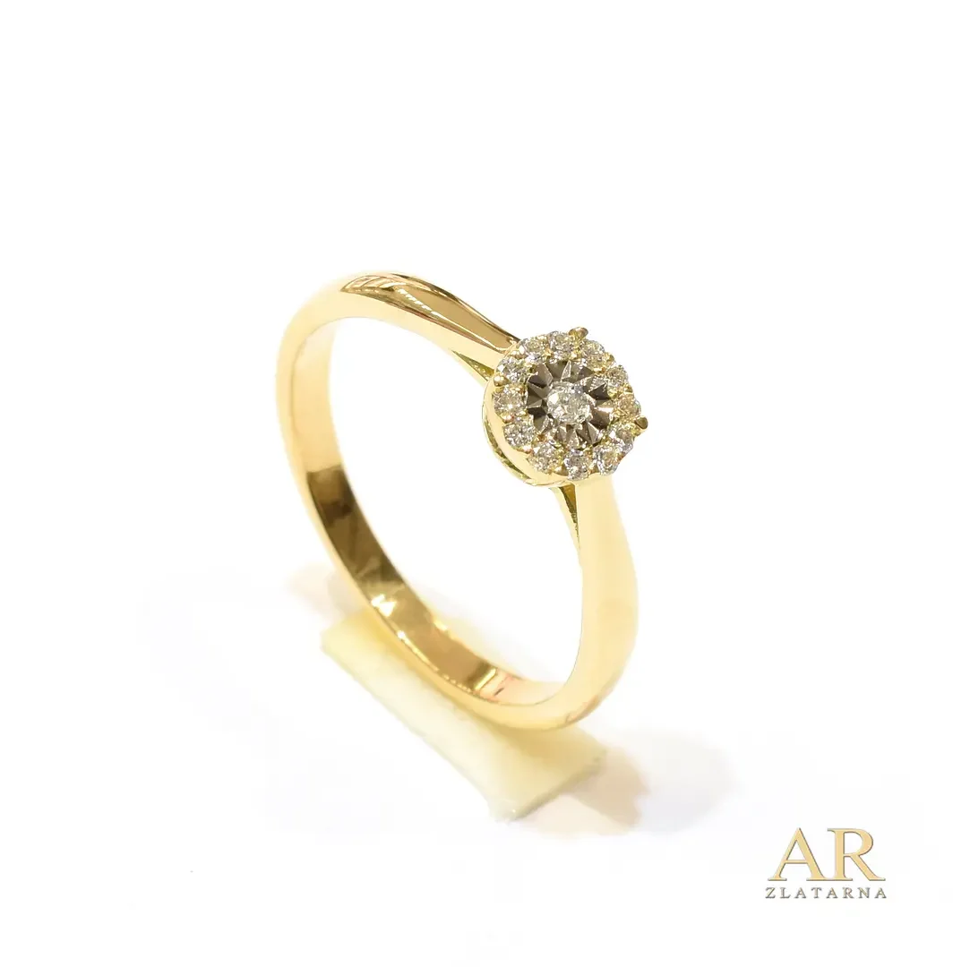 Zlatni zaručnički prsten s 0.121ct dijamantima
