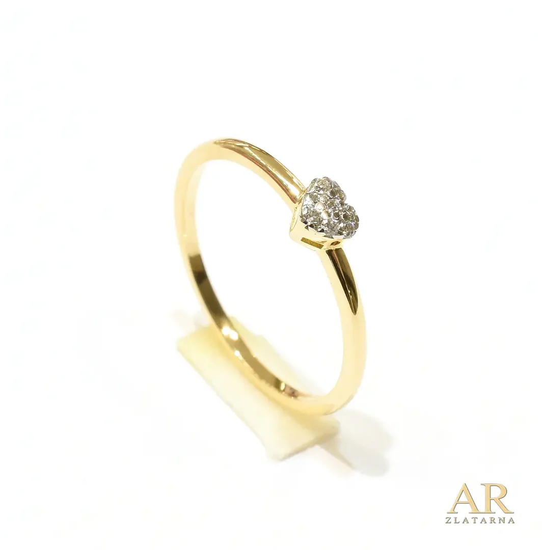 Zlatni prsten Srce s 0.056ct dijamantima