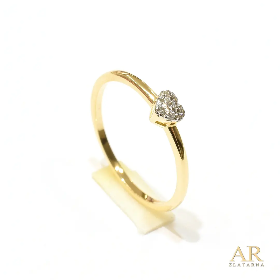 Zlatni prsten Srce s 0.056ct dijamantima
