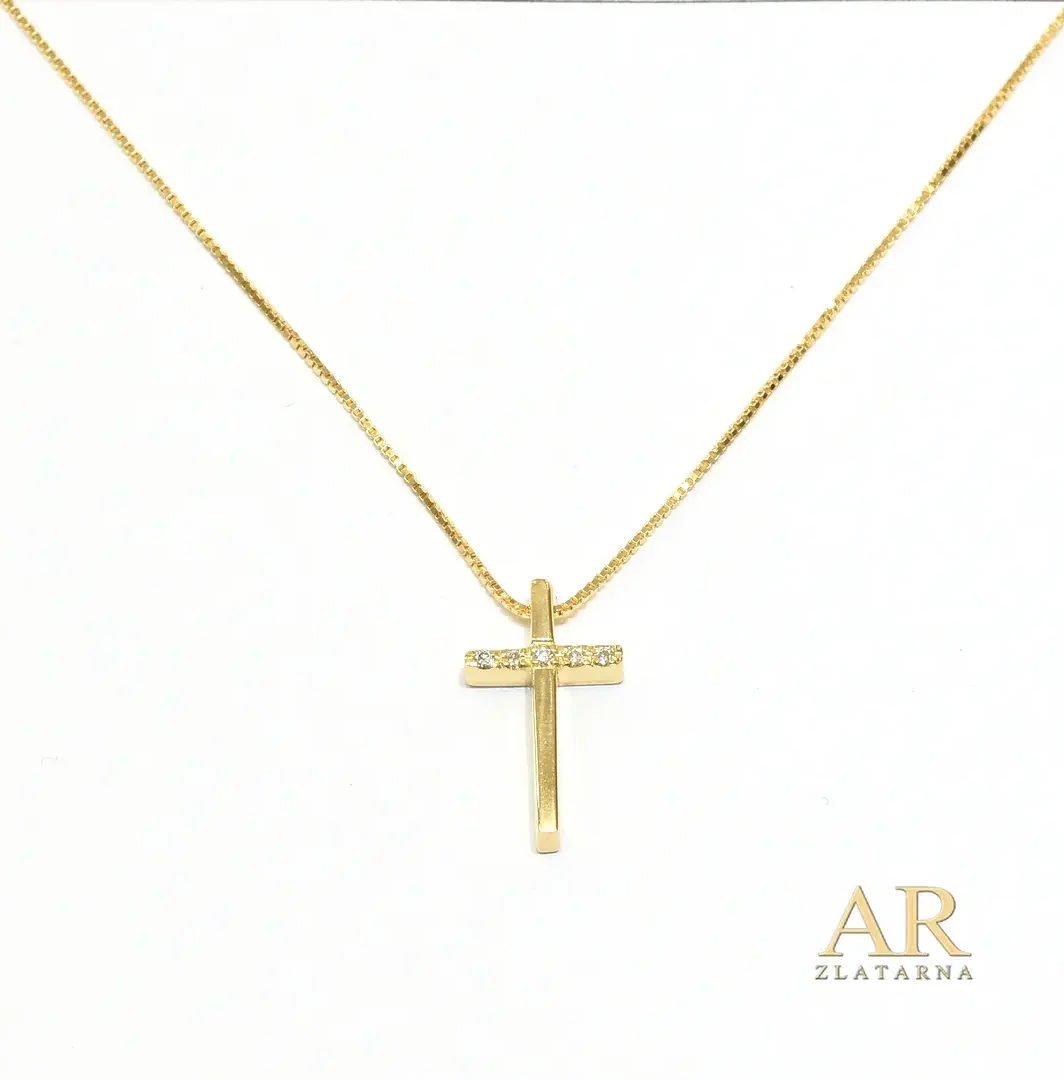 Zlatna ogrlica s 0.025ct dijamantima Križ