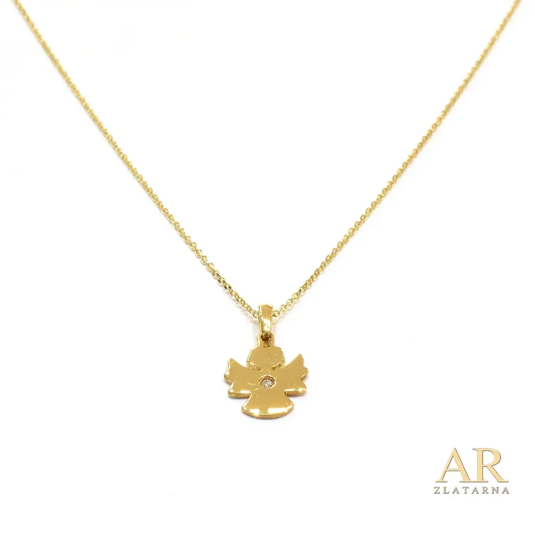 Zlatna ogrlica Anđeo s 0.008ct  dijamantima 42cm
