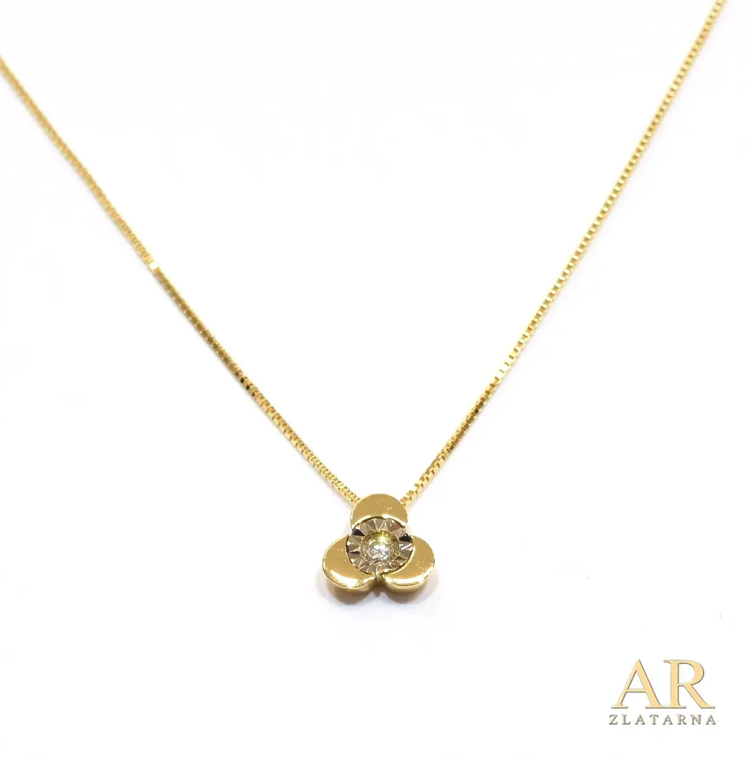 Zlatna ogrlica Trolist s  0.025ct dijamantima 42cm