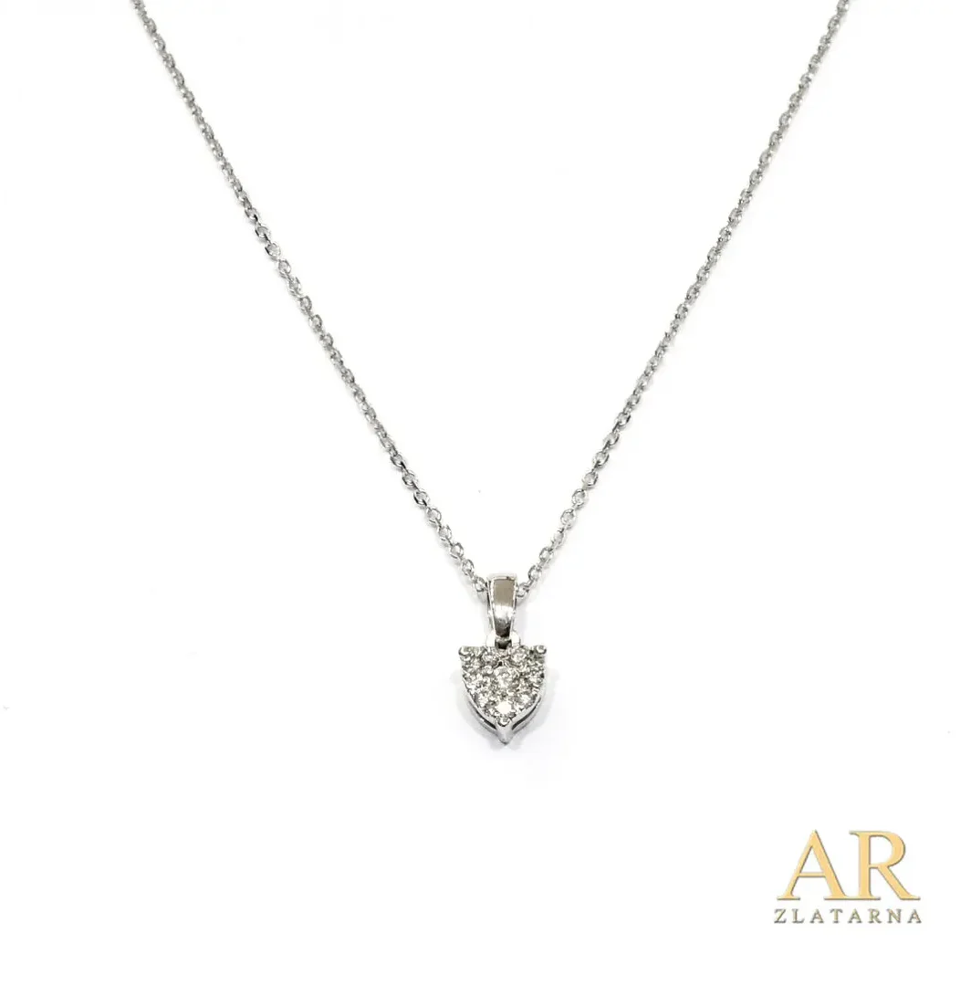 Zlatna ogrlica Srce s 0.066ct  dijamantima bijelo zlato 42cm