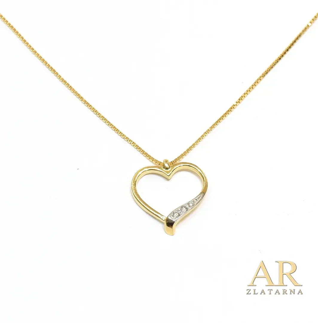 Zlatna ogrlica s 0.015ct dijamantima Srce