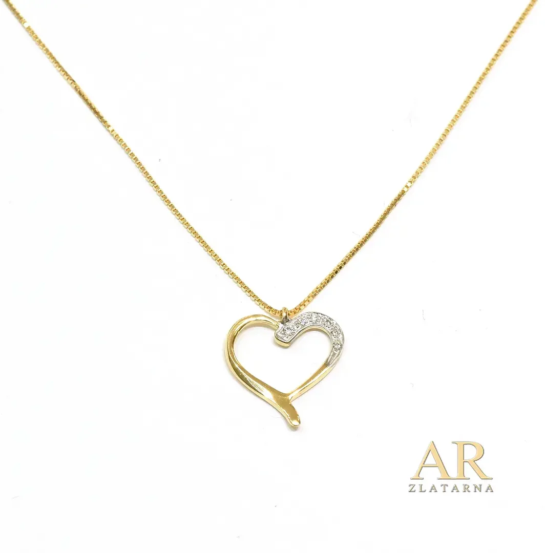 Zlatna ogrlica s 0.03ct dijamantima Srce