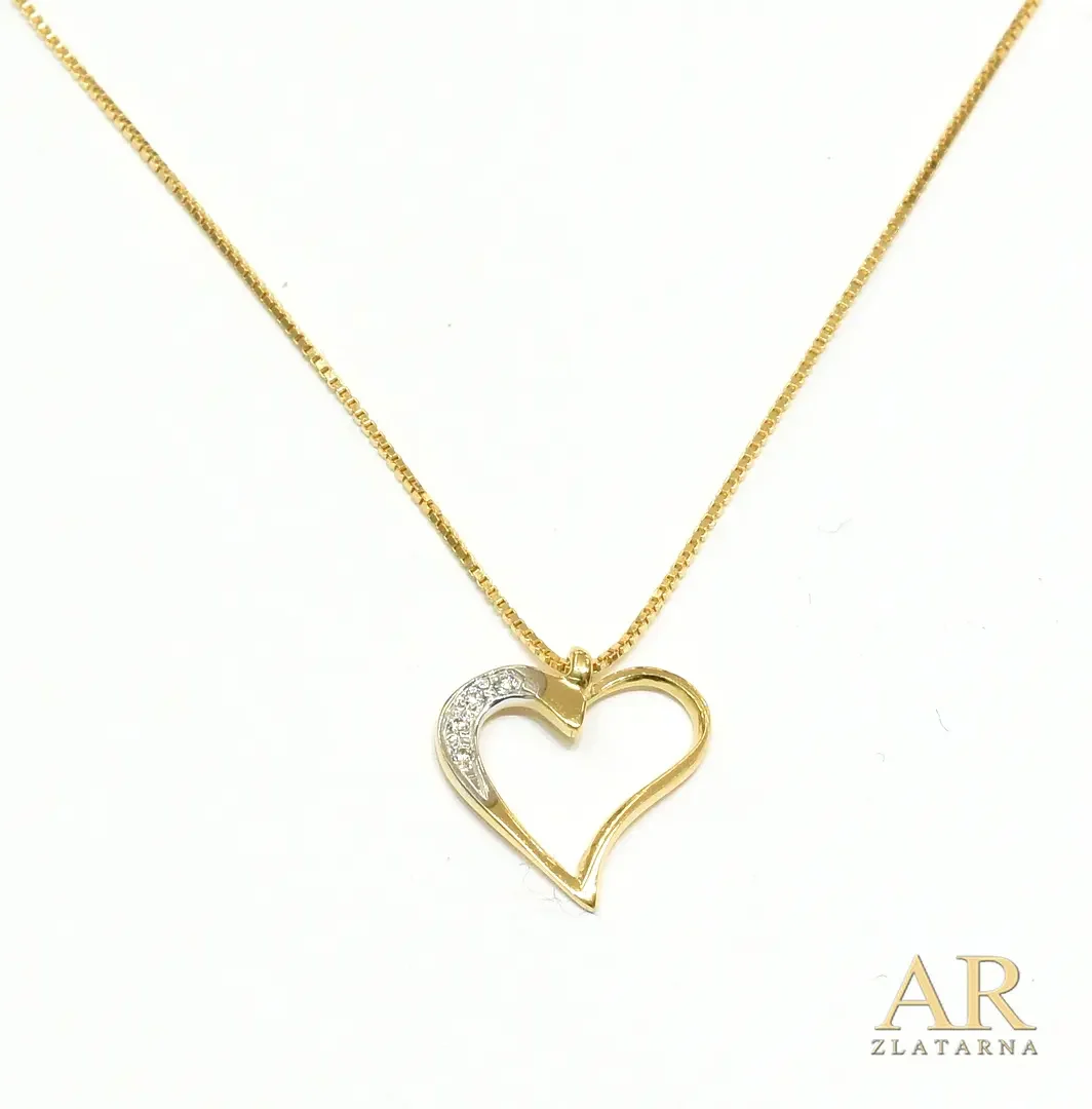 Zlatna ogrlica s 0.02ct dijamantima Srce