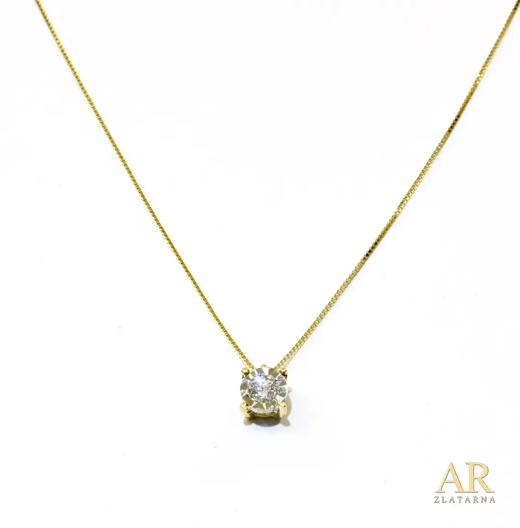 Zlatna ogrlica s 0.12ct  dijamantom u okrugloj kruni