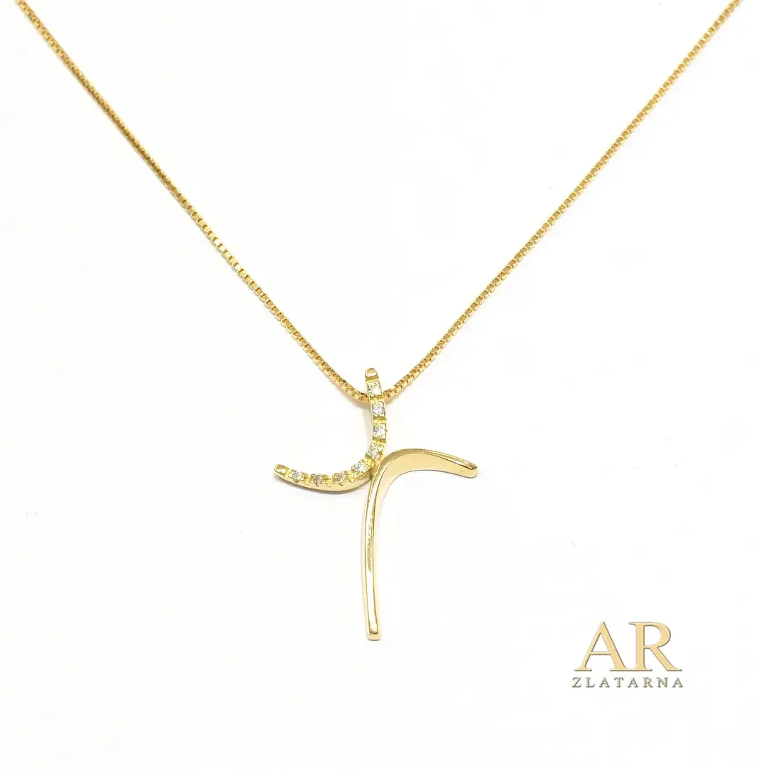 Zlatna ogrlica s 0.0264ct dijamantima Križ