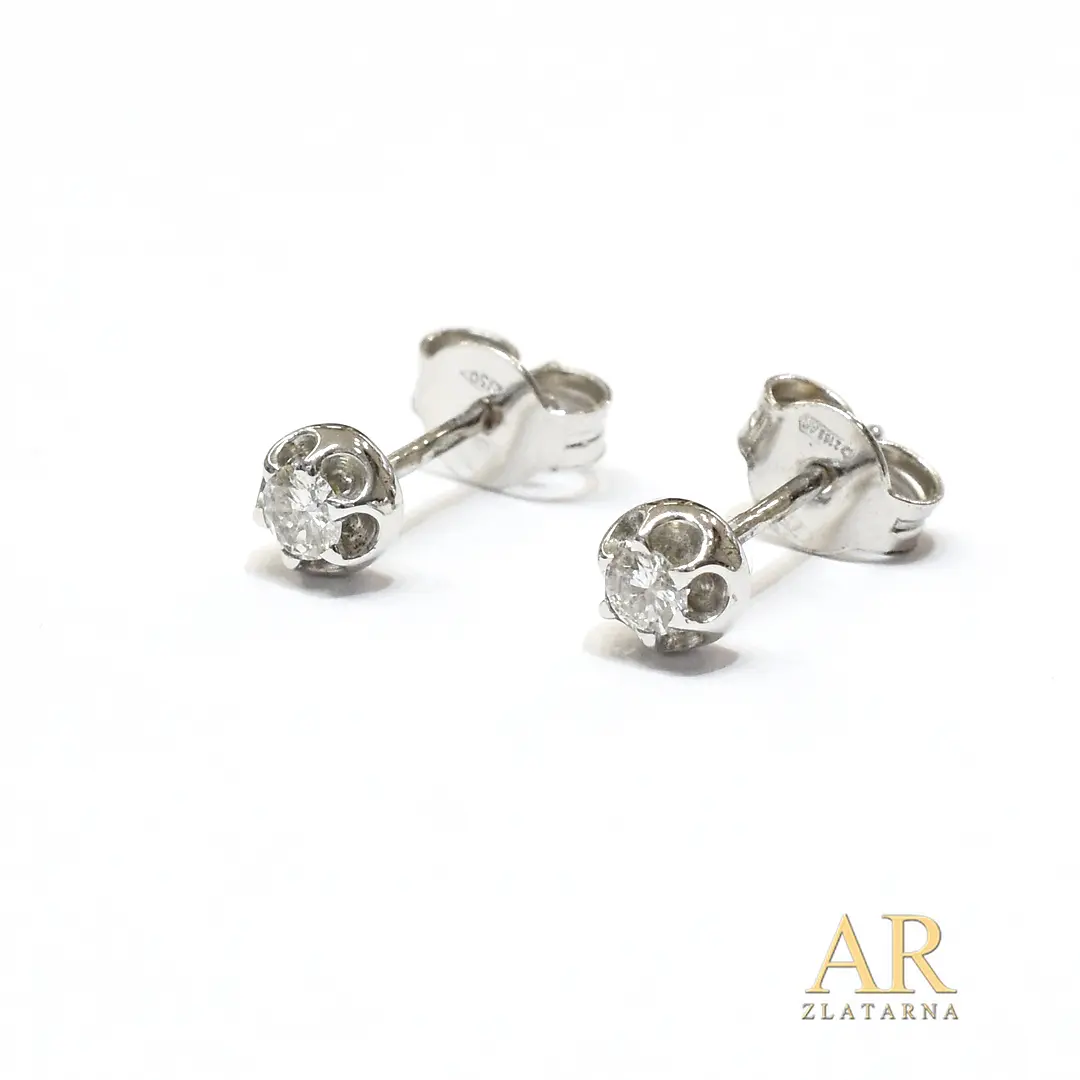 Zlatne naušnice s 0.20ct dijamantima u čašici bijelo zlato