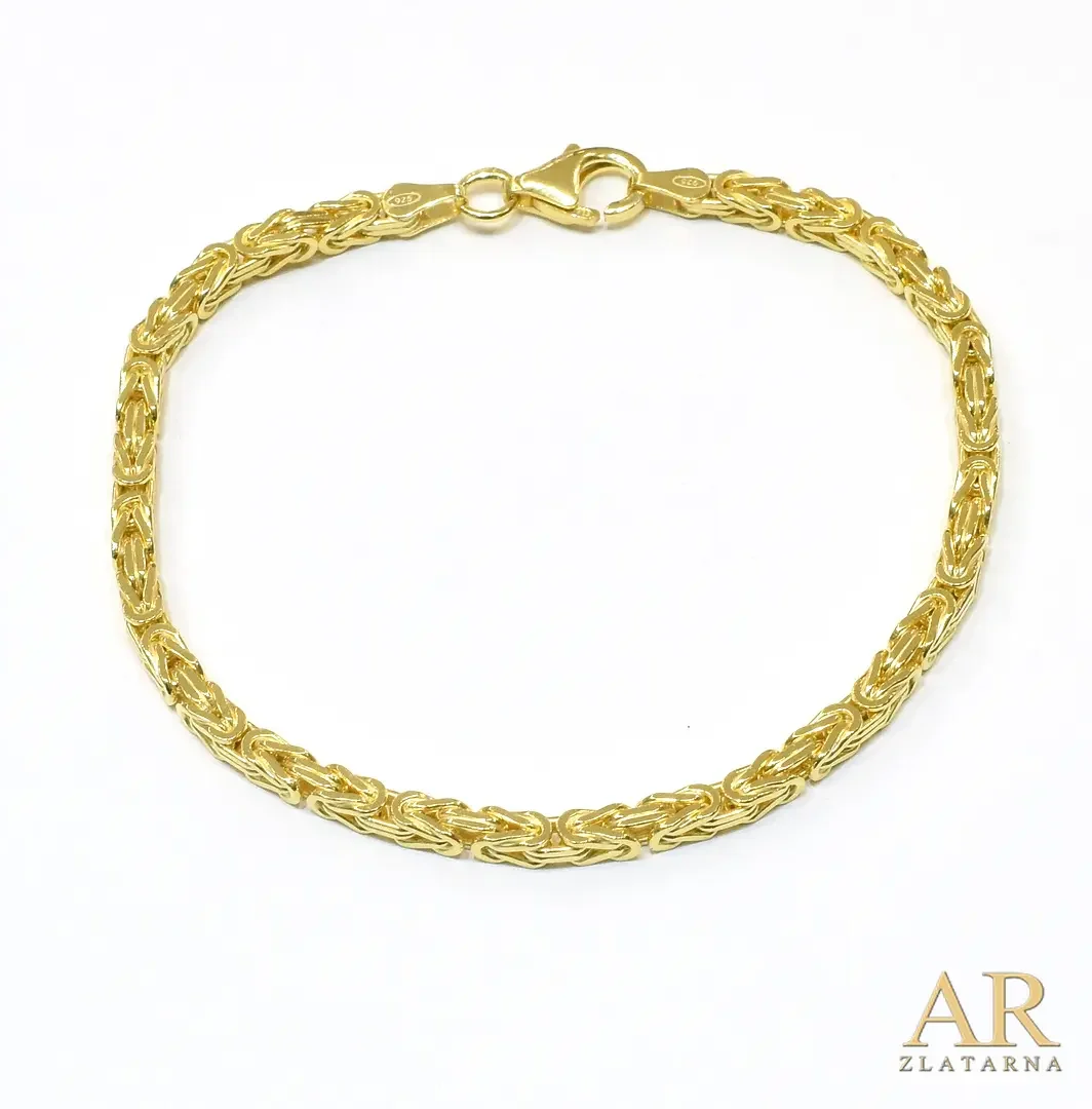 Srebrna pozlaćena narukvica  Kraljevski vez 3.0mm pune karike 18cm