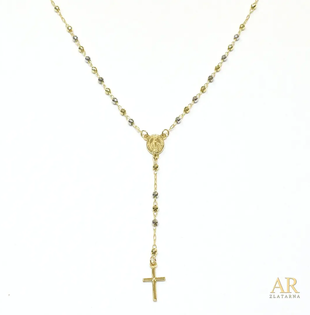 Zlatna ogrlica Krunica bijelo  i žuto zlato 45cm Model 2