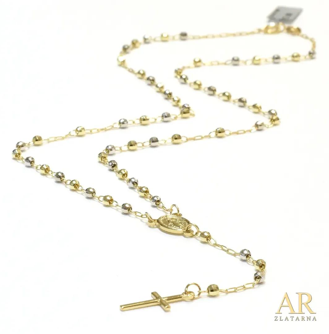 Zlatna ogrlica Krunica bijelo  i žuto zlato 45cm Model 2