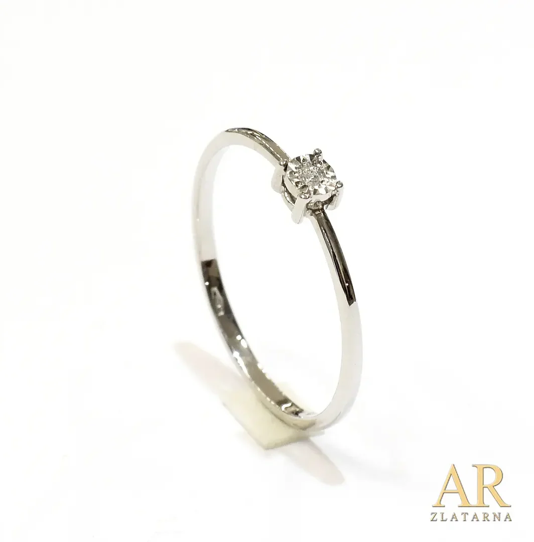 Zlatni zaručnički prsten  bijelo zlato s 0.02ct dijamantom