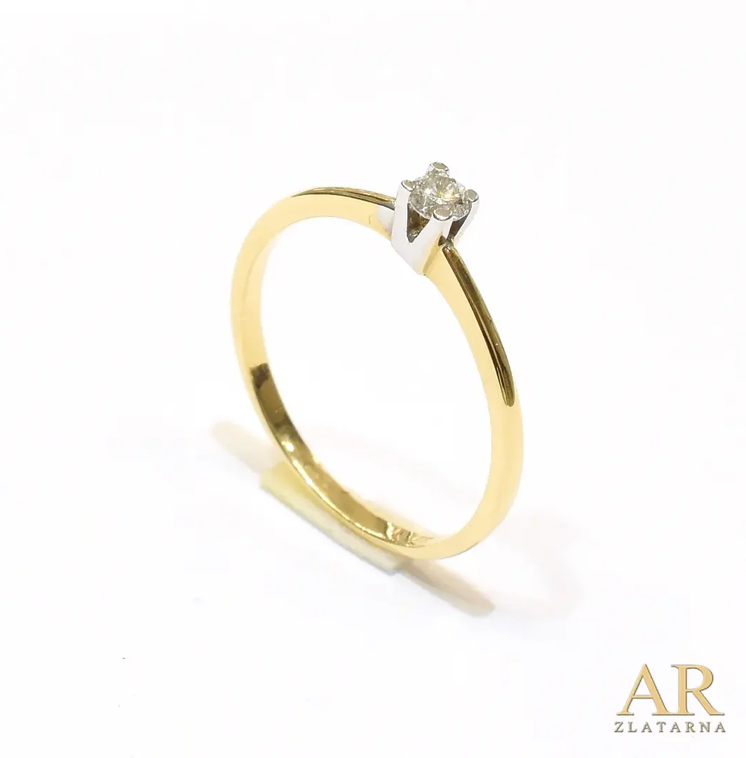 Zlatni  zaručnički prsten s 0.10ct dijamantom u kruni
