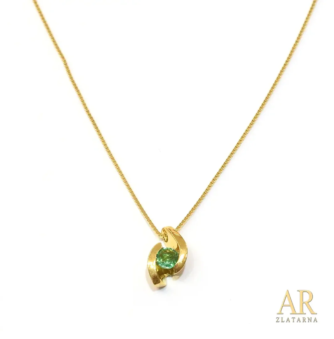 Zlatna ogrlica s 0.08ct  smaragdom 