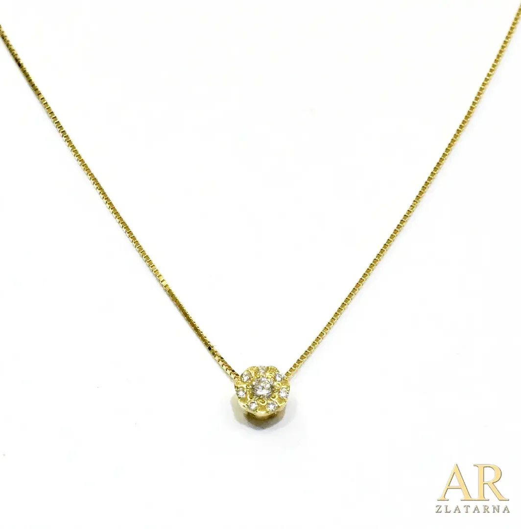 Zlatna ogrlica s 0.053ct  dijamantima u okrugloj kruni