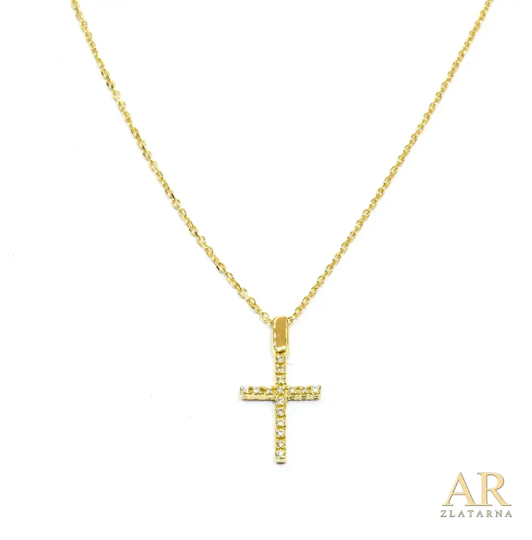 Zlatna ogrlica Križ s 0.072ct  dijamantima 42cm