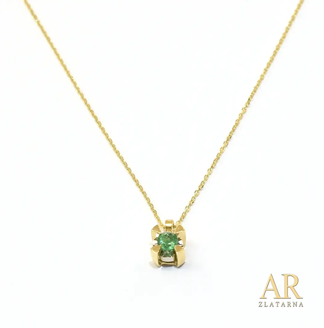Zlatna ogrlica s 0.12ct  smaragdom 