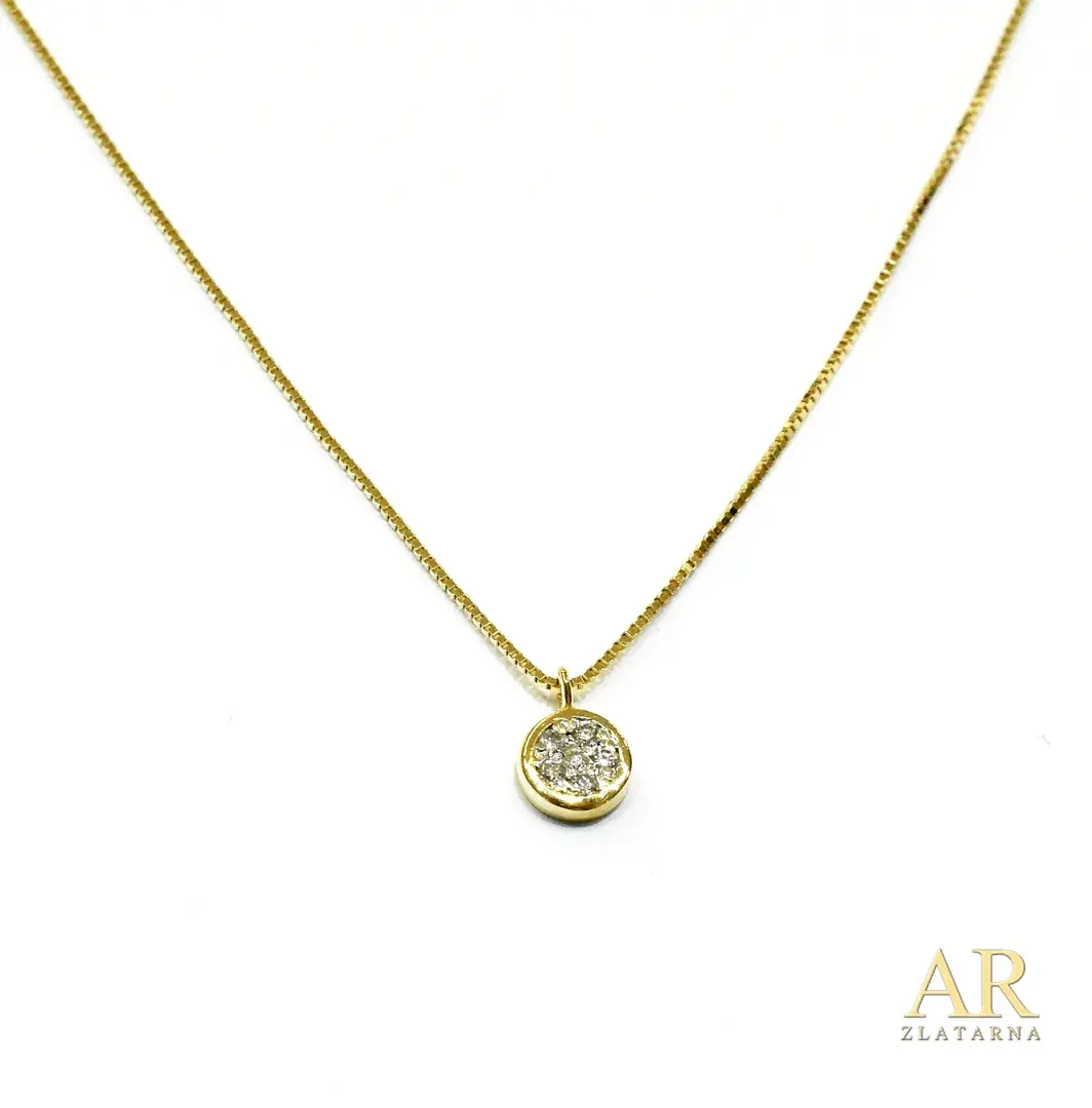 Zlatna ogrlica s 0.03ct  dijamantima u okrugloj kruni