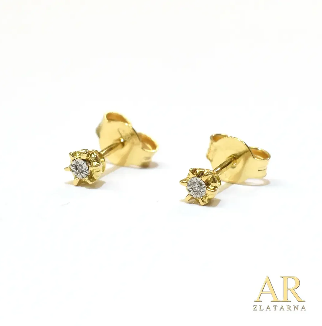 Zlatne naušnice s 0.01ct  dijamantom