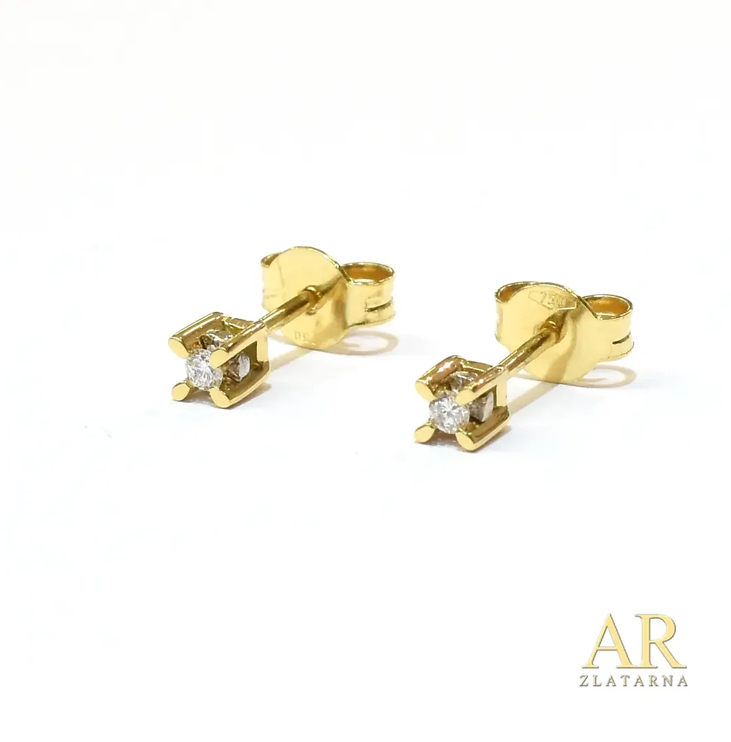 Zlatne naušnice s 0.06ct  dijamantima u kruni 