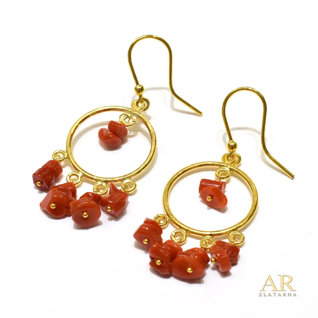 Srebrne naušnice viseći Koralji u krugu