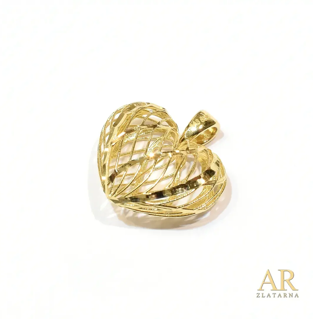 Zlatni privjesak mrežasto Srce