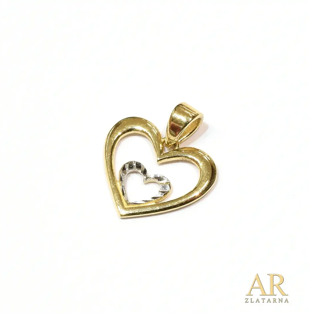 Zlatni privjesak dva Srca