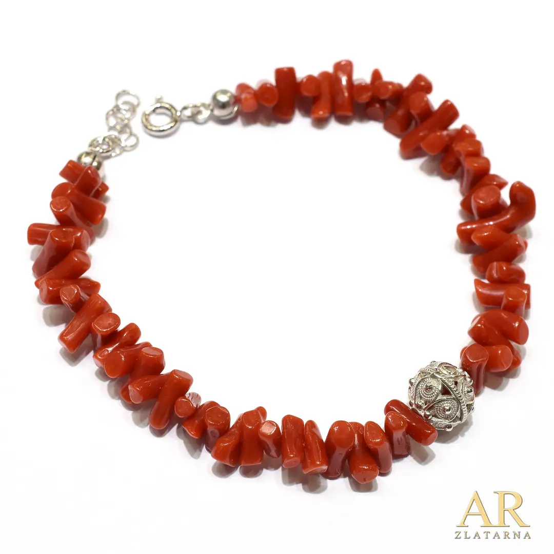 Koraljna narukvica Šibenski botun srebro Model 1