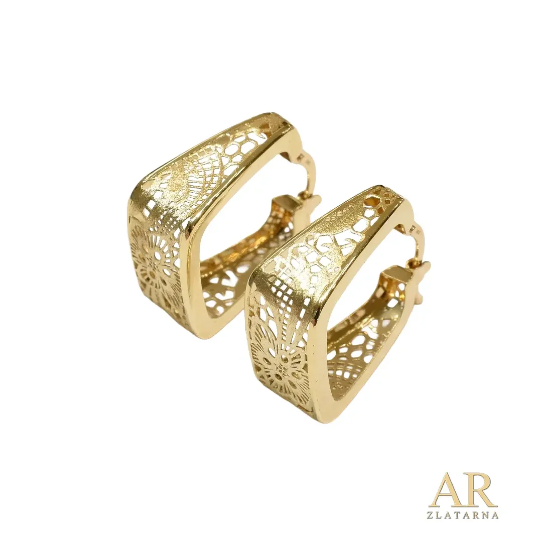 Zlatne naušnice Kockaste model 2