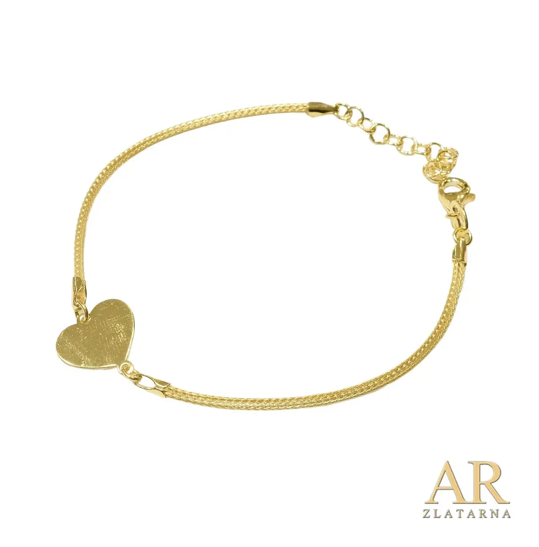 Srebrna pozlaćena narukvica sa privjeskom u obliku srca Model 1