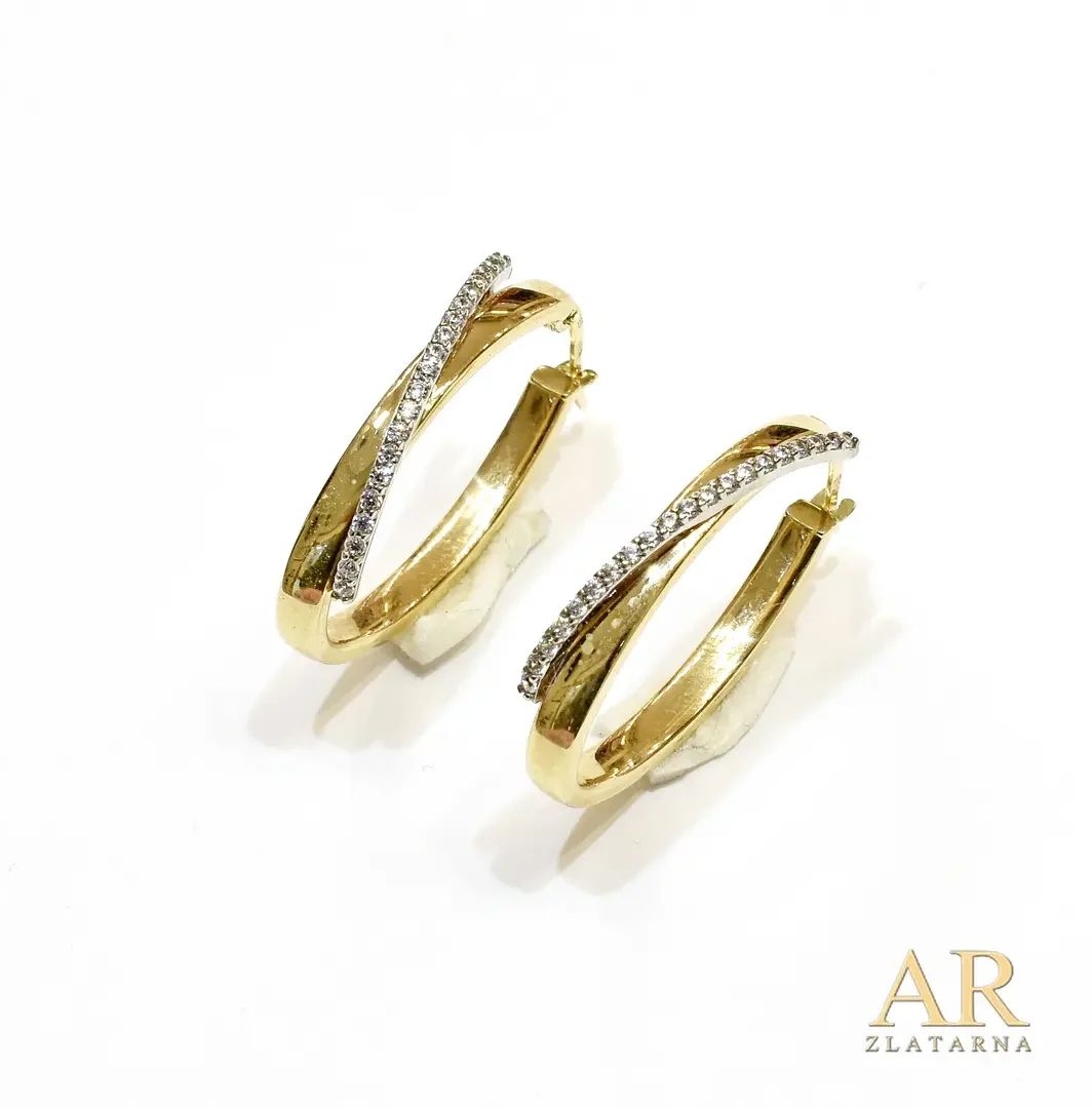 Zlatne naušnice Ovalne sa cirkonima