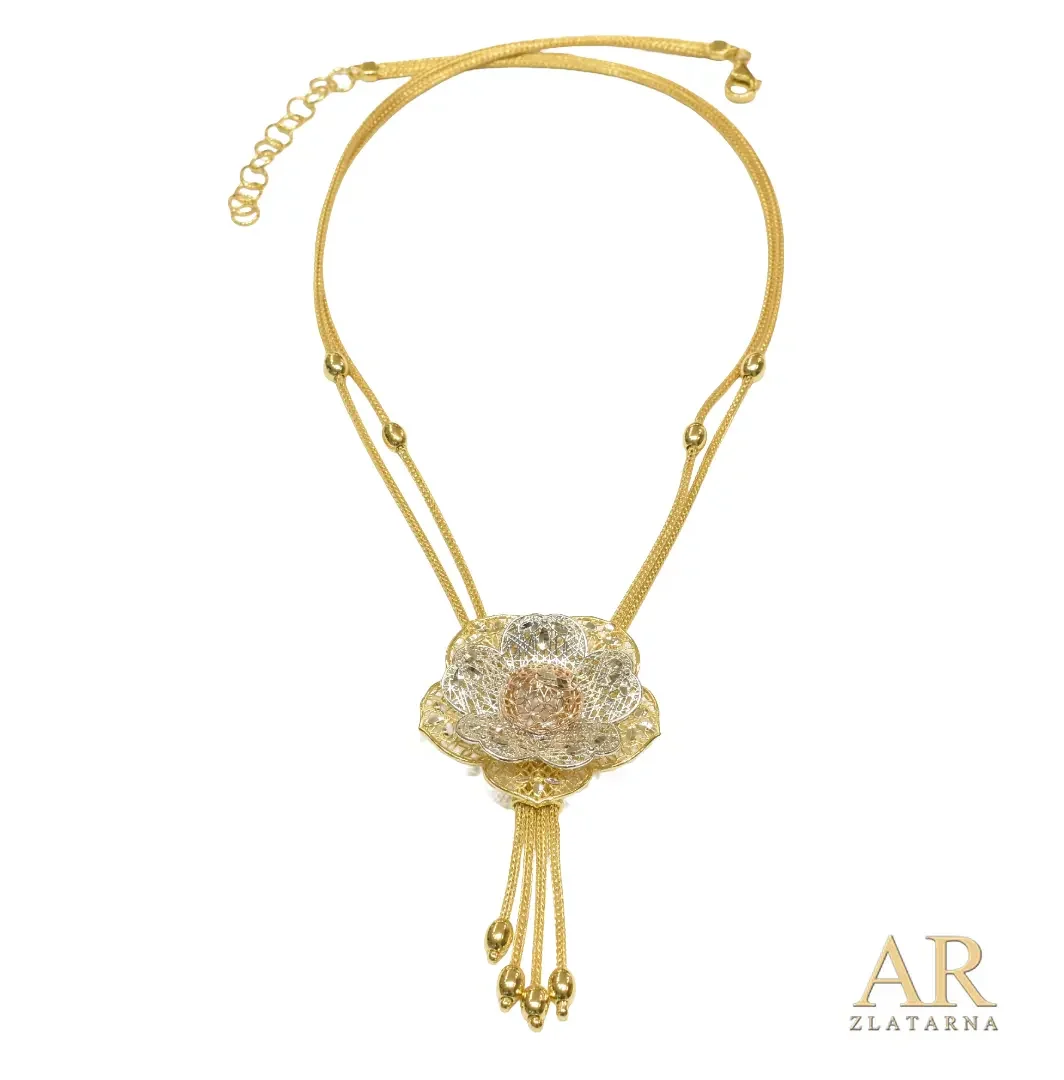 Srebrna pozlaćena ogrlica Cvijet u boji